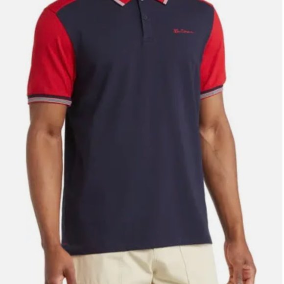 Ben Sherman Two Button Polo Shirt Color Block Navy & Red Blazer Stitched… - Picture 3 of 12